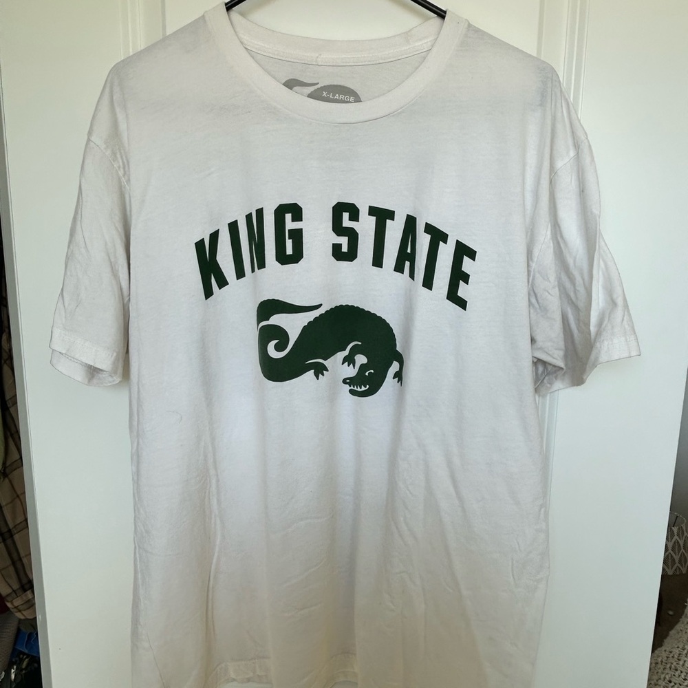 KING STATE White Tee with Green Graphic